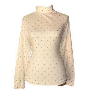 Cream Strawberry Polka Dot Turtleneck Top Size M